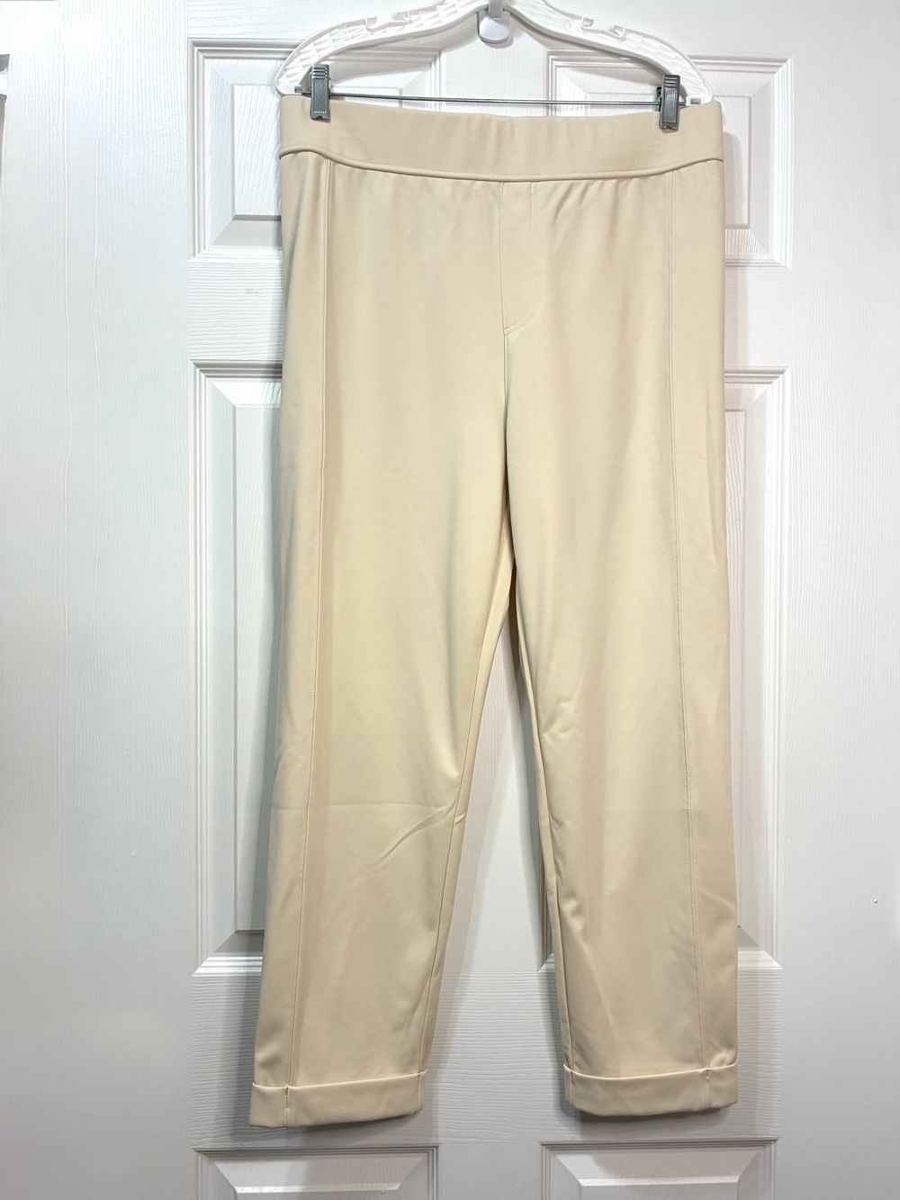 Halara Pull On Career Pants Womens XL Cuff Hem Winter White Faux Pockets Polish